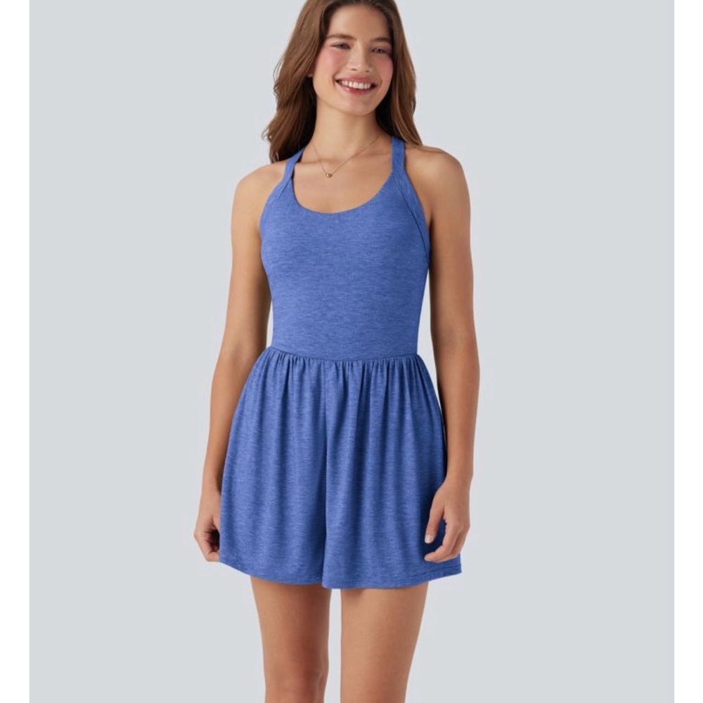 BNWT Halara Blue Heathered Scoop Neck Romper XS